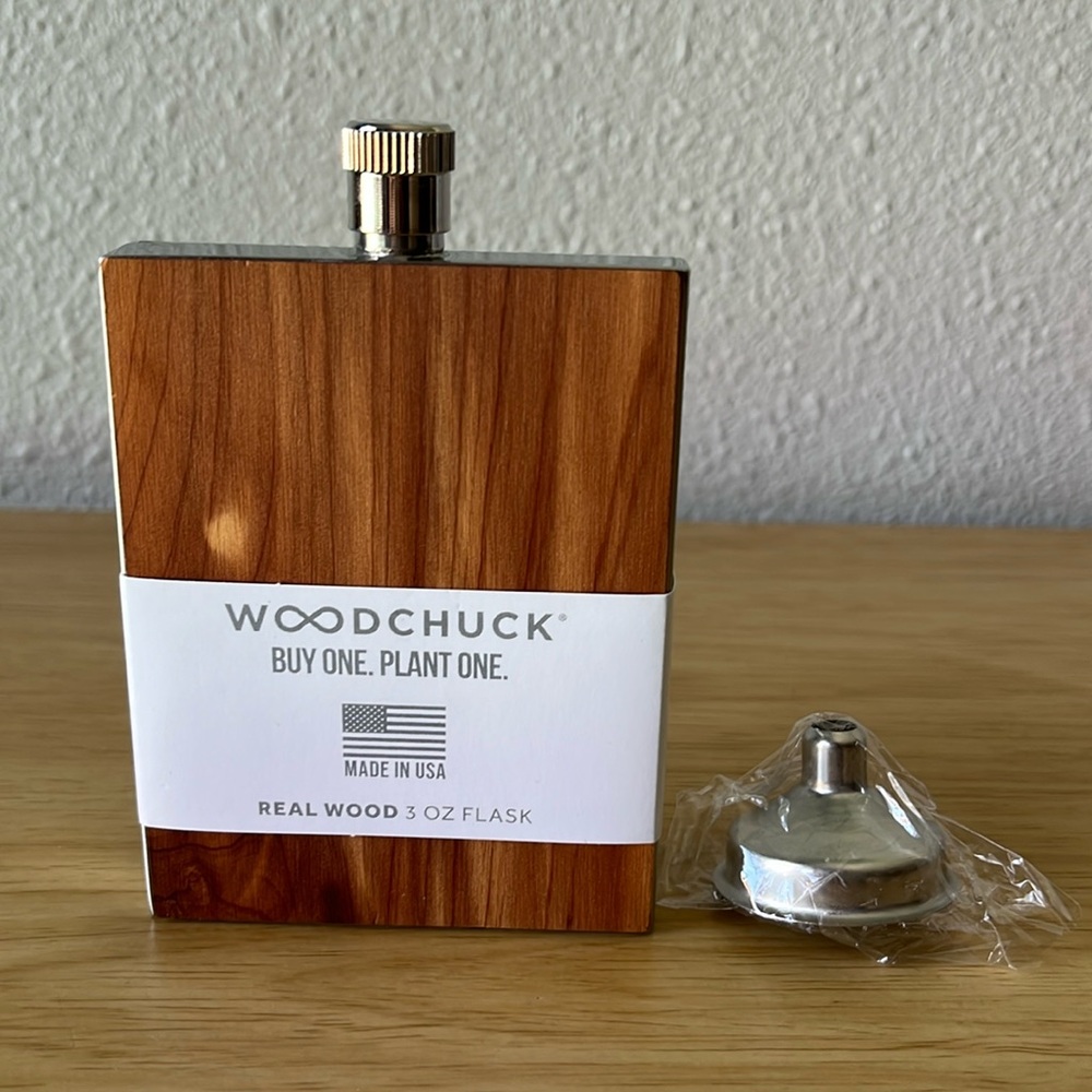 New Woodchuck Wooden Flask With Spout